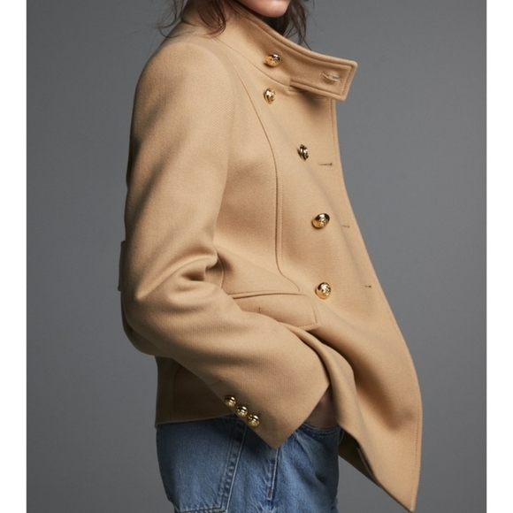 ZARA gold button wool blend coat Sz-XL - Picture 5 of 12